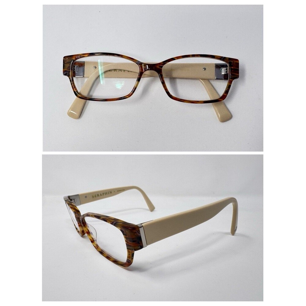 Seraphin Hiawatha Eyeglass Frames Only 53-15-145 Brown Marble Cream Japan